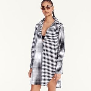 NWOT J.Crew Beach Shirt Classic Gingham White & Navy Size XS